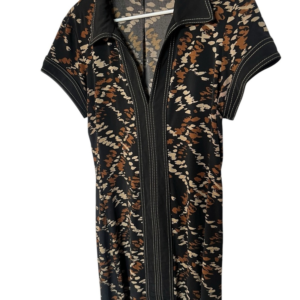 Connected Apparel 70s-Style Geometric Dress – Size 14P – Pre-Loved - Picture 5 of 8